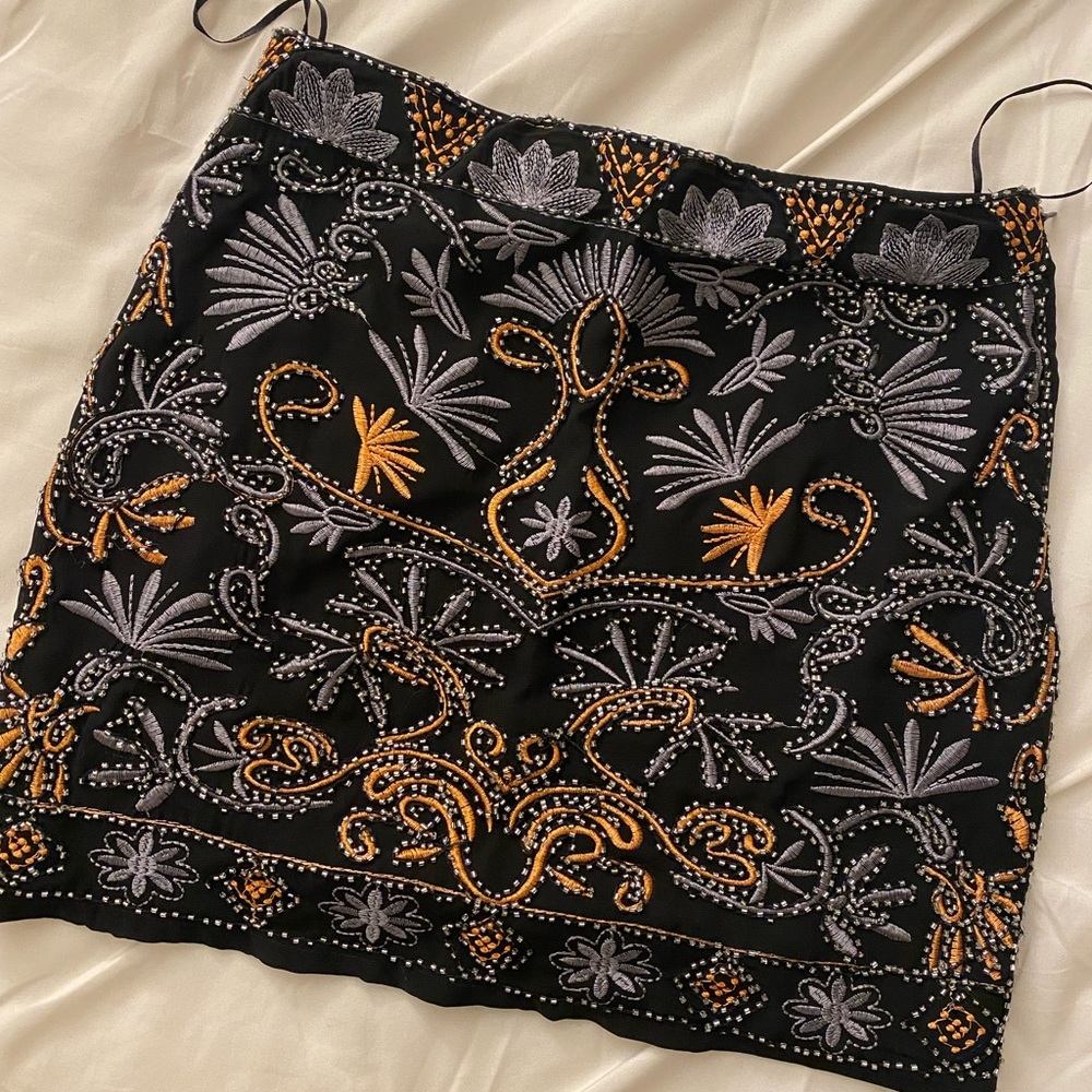 Lulus your year black beaded mini skirt